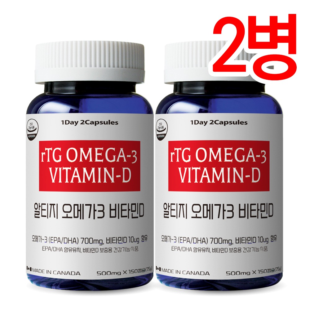 통라이프 알티지 오메가3 비타민D-EPA+DHA-온가족용 2병