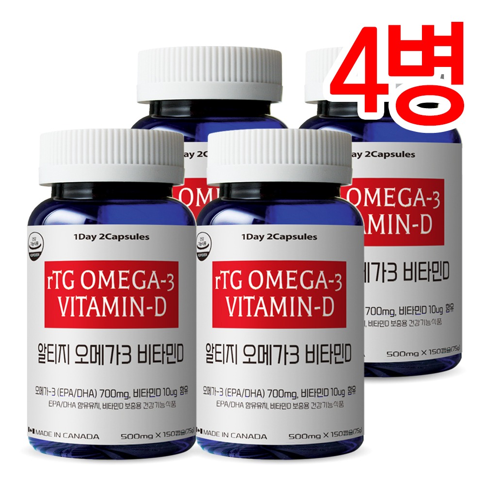 통라이프 알티지 오메가3 비타민D-EPA+DHA-온가족용 4병